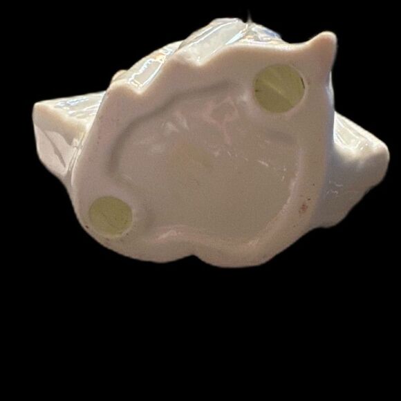 Cottage Style Ceramic Porcelain Figurine 8" Pastel Polka Dot Dress Floral Collar - Picture 9 of 9